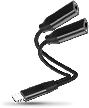 Adaptateur Double USB C Jack Casque et Chargeur, 2 en 1 Type C Audio Charge Adaptateur Casque Séparateur Compatible avec Samsung Galaxy S24 S23 S22 S21 FE S20 A55 A54, iPhone 15/Google Pixel/Mi 11T/12