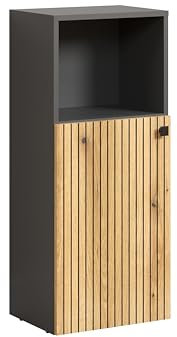 trendteam smart living - PureBliss - Standschrank - Anthrazit/Evoke Eiche - Rillenoptik - 1 offenes Fach + 1 Eonlageboden - (BxHxT) 40 x 95 x 31cm - Badezimmerschrank mit edlem Metallgriff