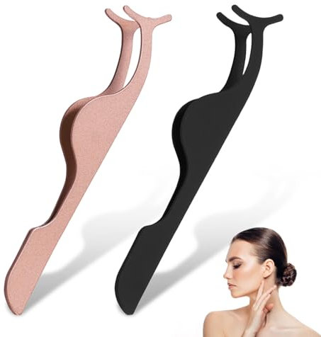 2 Stück Falsche Wimpern Applicator Werkzeug, Wimpernpinzette Applikator aus Kohlenstoffstahl, Wimpern Clip Wimpernverlängerung Anwendung und Entfernung der Zange