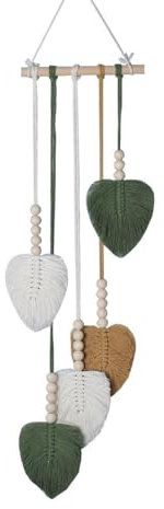 champracer Boho Makramee Wandbehang Grüner Blätter Wandteppich Boho Deko Wandbehang Handgewebte Tapisserie Wohnzimmer Kinderzimmer Schlafzimmer Wanddeko (Grün, 20 * 70 cm)