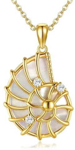 DAYLINLOVE Muschel Kette 925 Sterling Silber Muschelschale Perlmutt Anhänger Halskette Strand Schmuck für Damen Mädchen
