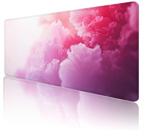 Tapis de Souris de Jeu XXL 700 x 300mm Tapis Souris Rose Grand Tapis de Souris Gamer Beige Antidérapant Étanche Tapis de Bureau Mousepad Haute précision et Vitesse pour Gamer, Ordinateur, Cadeau,L-1