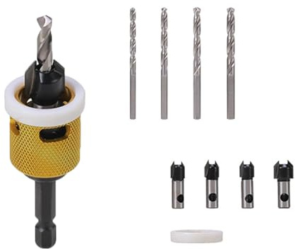 5-teiliges Hartmetall-Senkbohrer-Set, Senkbohrer mit HSS-Zentrierbohrer, einstellbarer Tiefenanschlag für die Holzbearbeitung