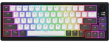 HATOR Skyfall 65 Pro Wireless Mechanische Gaming-Tastatur mit Silent Mechanical Switches, Hot-Swap, RGB, Gasket-Mount, TFT Screen, PBT, 2.4GHz/Bluetooth/USB-C, US Layout, NO German, NO French Layout