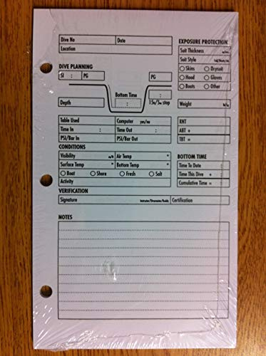 Innovative Scuba Concepts Standard Dive Log Book Refill Pages