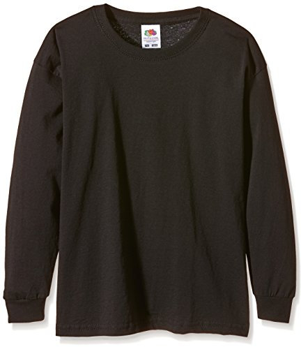 Fruit of the Loom Unisex Kids Valueweight Long Sleeve T-Shirt, Black, 12-13 Years (Manufacturer Size:34)