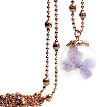 Rose Gold Kette - Echte Hortensie