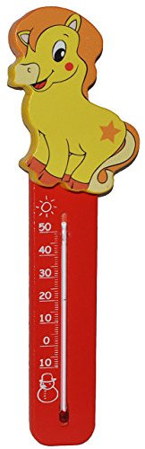 alles-meine.de GmbH Thermometer - Pferd/Fohlen - aus Holz - für Kinder - Kinderthermometer - Wandthermometer/Kinderzimmer - Wärme Kälte - Holzthermometer - Analog Baby & Kind..