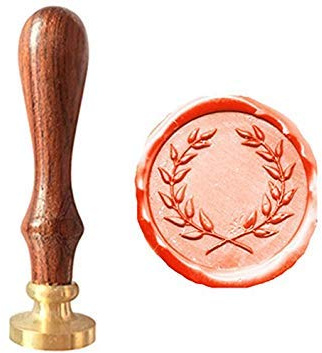 MDLG Vintage Olive Wreath Picture Logo Wedding Invitation Wax Seal Sealing Stamp Rosewood Handle Set by MDLG