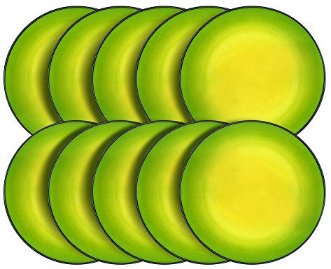 10er SET CreaTable HOT GREEN Speiseteller 27 cm/Teller/Steinzeug/Essteller