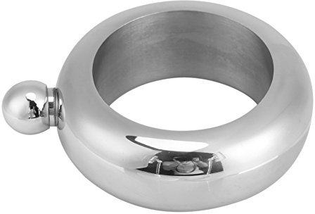 Wine Bottle Bangle Bracelet Shaped Hip Flask Stainless Steel Flagon Liquor Wrist Whiskey Drinkware Hidden Alcohol Container (Silver)