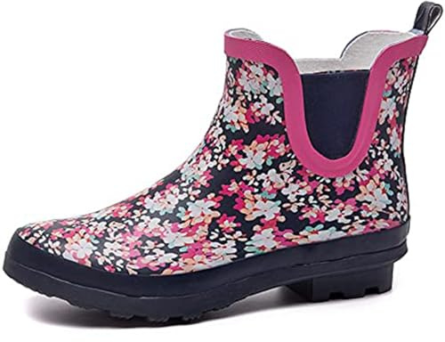 SWIFT*FROG Rain Boots for Women Waterproof Ankle Garden Shoes Non Slip Floral Printed Rainboots Ankle Rain Shoes