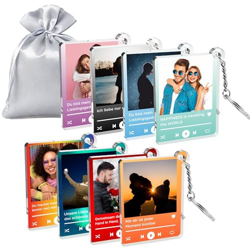 MyPrezzie Spotify Schlüsselanhänger personalisiert im Song Cover Design I Personalisierte Geschenke | Jahrestag Geschenk | Partner Geschenke | Schlüsselanhänger mit Foto I Beste Freunde