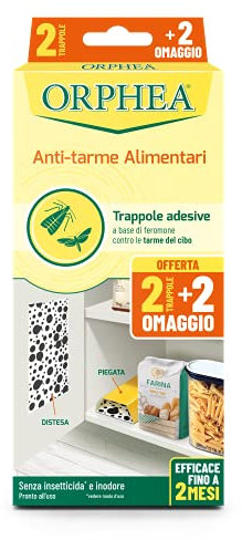 Orphea Antitarme Alimentare, Trappole Adesive Contro Le Tarme del Cibo, Farfalline, Senza Insetticida E Inodore (Confezione da 4 trappole)