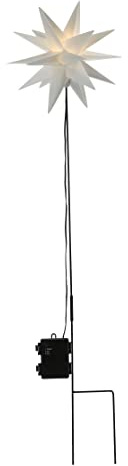 LED Weihnachtsstern 25 cm mit Timer - Weiß - Stern Gartenstecker beleuchtet - Außen Weihnachts Winter Deko