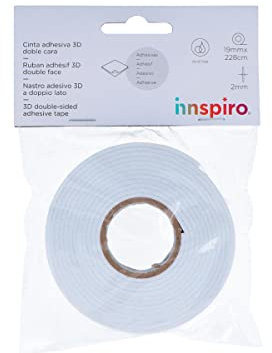 INNSPIRO Adhésif mousse 3D ruban blanc rouleau 1,9 x 229 cm 2 mm. Épaisseur :