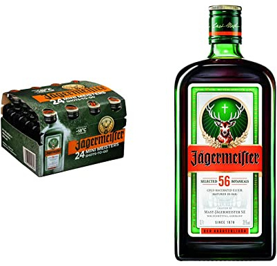 Jägermeister Herbal Liqueur, Case of 24 x 2cl mini bottles & Herbal Liqueur, 70cl