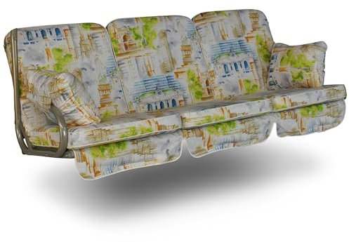 Angerer Freizeitmöbel GmbH Hollywoodschaukel Auflage Comfort - passend für viele 3-Sitzer Hollywoodschaukeln - Schaukelauflage Made in Germany (Beige-Bunt Gemustert)