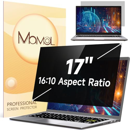 Laptop Privacy Screen 17 inch Filter, Anti Glare Blue Light Filter Protector, Removable 16:10 Aspect Security Shield Compatible With Lenovo Hp Dell Acer Asus Thinkpad Envy Xps 17 Inch Laptop Privacy