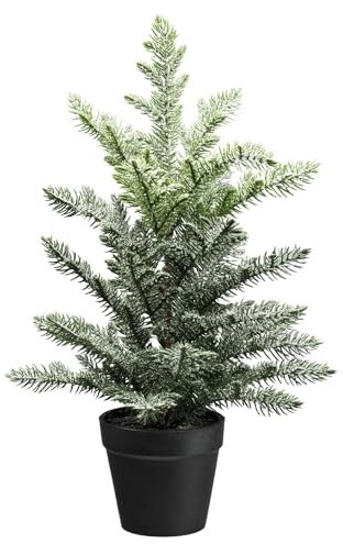 CREATIV green künstliche Araucaria 39cm in grün I Mini Weihnachtsbaum mit naturgetreuen Nadeln & Frost I kleiner künstlicher Weihnachtsbaum im Topf I Kunst Baum ideal als Indoor Weihnachtsdeko