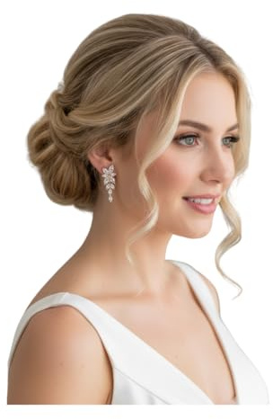 ONDEGO® Roségold Zirkonia Ohrringe Blatt Design Creolen Ohrstecker Damen Schmuck Brautschmuck Hochzeit Geschenk Weihnachten