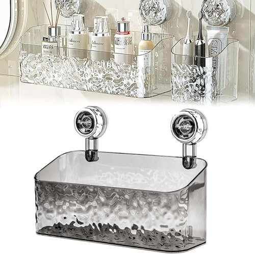 Rusopobe Dusch Caddy Saugnapf Set, 2025 neuer heller Luxus-Stil Gletschermuster Saugnapf-Regal ohne Bohren Dusch-Organizer für Küche und Badezimmer(D)