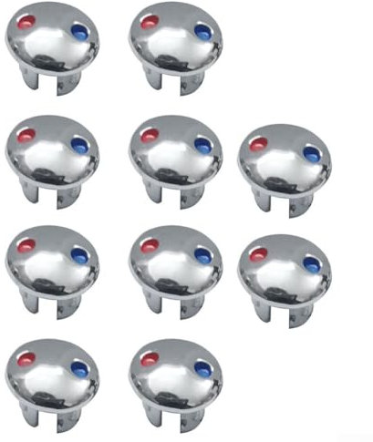 Confezione da 10 cartelli per copertura della maniglia del rubinetto, indicatori di acqua calda e fredda per accessori per foro rubinetto da 6,7 mm (argento)