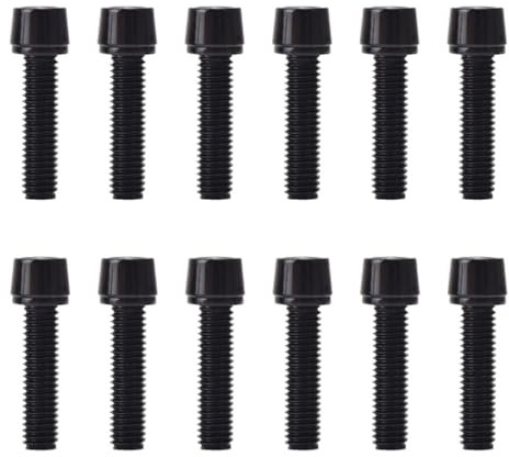 HZAOPZE Tornillos Vástago Bicicleta-Bicicleta Disco Freno Pinza Tornillos, Pernos de Vástago Bicicleta con Arandelas, Tornillos para Potencia de Bicicleta de Montaña(12 pcs, M5x20mm, Black)
