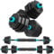 ARUNDO Adjustable Dumbbells Set 20kg 2 in 1 Free Weight Barbell Dumbbells Set for Men Women, Non Rolling Home Gym Bodybuilding Fitness Weightlifting Dumbbell Weights Training