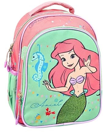 mybagstory - Rucksack für Mädchen Die kleine Meerjungfrau - Arielle - Disney - Kinder - Schule - Kindergarten - Kindergarten - Schulranzen - verstellbare Träger - Geschenkidee - 30 - Pink/Grün - 30