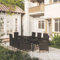 Homgoday 9-TLG. Garten-Essgruppe mit Kissen Sitzgruppe Gartenmöbel Set Rattanmöbel Gartenstuhl mit Tisch Gartenstühle Esstisch mit Glasplatte Stühle Sitzgarnitur Poly Rattan Schwarz
