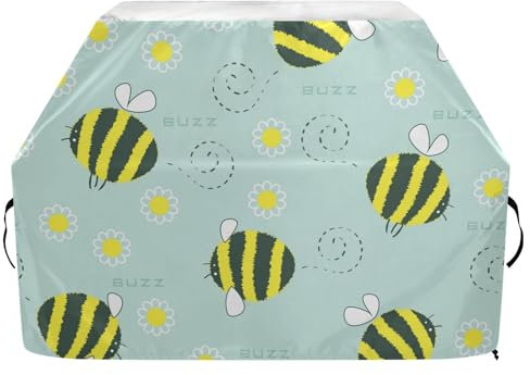 Grillabdeckungen mit verstellbarem Gurt, Grillabdeckung für Weber, Brinkmann, Char Broil, wasserdicht, winddicht, Buzz Daisy Bee Gas-Grillabdeckung, 165 x 63,5 x 114 cm