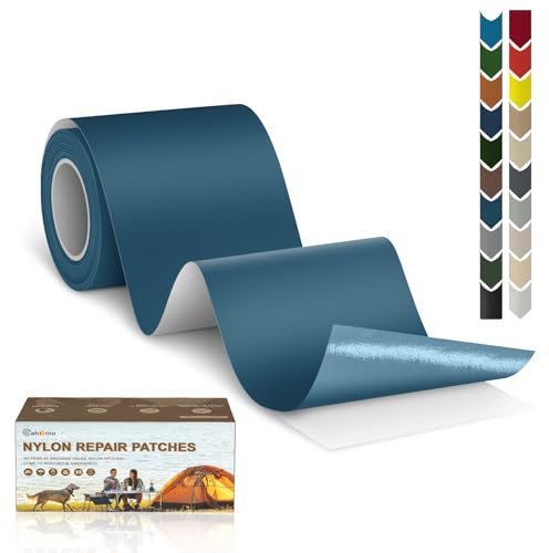 Cahomo Nylon Reparatur Patches, 7.6x200 cm Selbstklebender Wasserdichte Reparatur Patch, Daunenjacke Flicken Reparaturset,Nylon Flicken Selbstklebend, für Jacken, Zelte, Daunenjacke-Marineblau