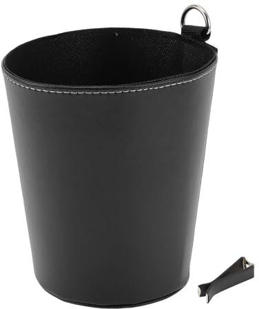 INFINAUTO Cubo de Basura para Coche Asientos Delanteros Traseros 5.1 Ancho 5.9 Altura Papelera de Coche de Cuero Sintético Negro Colgante