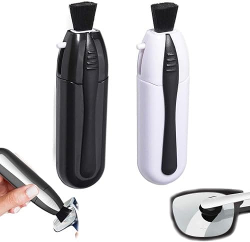 Eyeglass Cleaning Kit, 2 PCS Portable Glasses Cleaner Tool, Glasses Cleaner UK in 2 Colors, Microfiber Glasses Cleaning Brush Spectacle Cleaner for Everyone to Clean Glasses (Black, White)