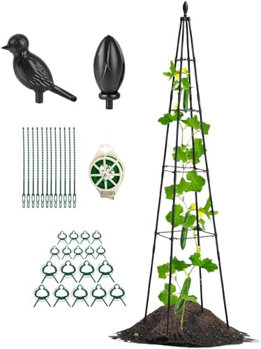Siuwddee Tutor para Pepinos | Estructura Alta para Plantas Trepadoras en Exterior,Soporte Ajustable para Plantas con Base Resistente, Accesorios de Jardinería para Flores en Macetas y