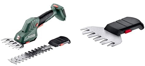metabo Akku-Strauch- und Grasschere SGS 18 LTX Q - 18 V, CAS - Leichte 2-in-1 Strauchschere mit Schnellwechsel-System, ideal für Rasenkanten & Feinschnitt - Inkl. Grasmesser - Ohne Akku und Ladegerät