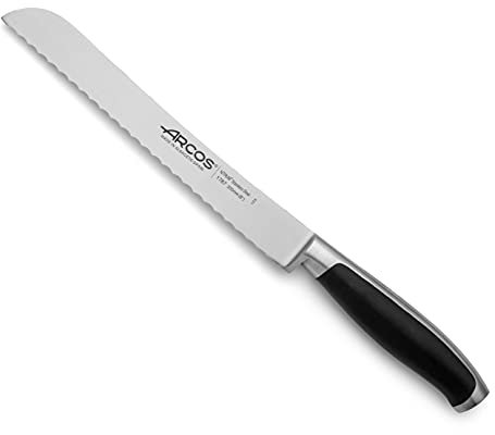 Arcos Brotmesser mit Nitrum Edelstahlklinge 220 mm - Ideal für den täglichen Hausgebrauch, Vielseitige Schneidoptionen für Lebensmittel - Schwarz, Serie Kyoto