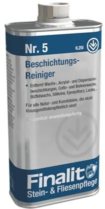 Finalit Nr. 5 Beschichtungs-Reiniger | 1 x 250ml | Entfernt Schmutz und Rückstände von Lacke, Harz, Silikon, Wachs-und Acrylbeschichtungen | Für alle Natur- und Kunststeine geeignet