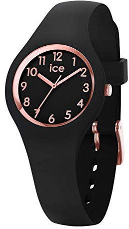 ICE-WATCH - Ice Glam Black Rose-Gold Numbers - Montre Noire pour Femme avec Bracelet en Silicone - 014760 (Small)