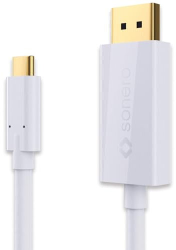 Sonero UCC021-010 USB-C auf DisplayPort Kabel, 4K@60Hz mit 18Gbps, USB 3.1, Alt Mode, Thunderbolt 3 kompatibel für MacBook Pro, Samsung S8, Dell XPS 15 und andere USB-C Computer, 1,0m weiß