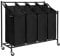 Mondeer Wäschesortierer 4 Fächer, Wäschekorb, Wäschesammler mit 4 abnehmbaren Stofftaschen, Wäschebehälter auf Rollen, Wäschebox, 4 * 35 Liter, Schwarz