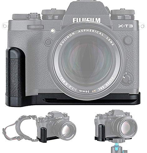 JJC Metallhandgriff Schnellwechselplatte L-Halterung für Fujifilm X-T3 X-T2 Ersetzt Fuji MHG-XT3 MHG-XT2 Handgriff, Schwarz