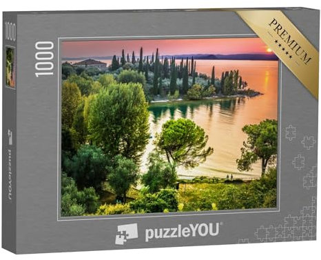 puzzleYOU: Puzzle 1000 Teile „Romantische Sonnenuntergang über dem Gardasee, Italien“ – aus der Puzzle-Kollektion Italien, Gardasee