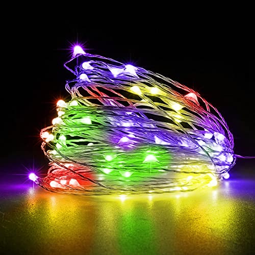 Jsdoin Fairy Lights, 2 PCS 50 LED Battery Operated String Lights Copper Wire Light for Indoor Outdoor Lighting, Bedroom, Wedding Decor, Party, Christmas, Tree Decoration (5M/16ft, Mutilcolour)