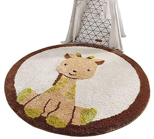 YATOLA Rund Kinderteppich Panda Bär Teppich Kinderzimmer Babyteppich Schlafzimmer Wohnzimmer Küche Bodenmatte Fußmatten Gymnastikmatte Wurf Kinderspiel Krabbel Matte Spielmatte(Grau1 60x60CM)