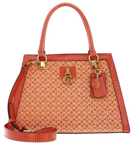 GUESS Stephi Girlfriend Satchel Bag Orange Logo