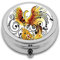 Hort Plüschtier Mystic Bird Phoenix Floral Efeu Blätter Runde Box, Kompaktes Fach Medikamentenetui, für Tasche, Geldbörse, Tragbare Medizin Tablette Vitaminhalter Reise