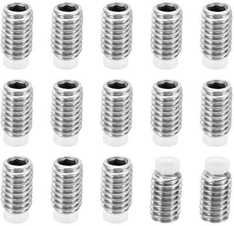 PATIKIL M4x7mm Nylon Pointe Sans-tête Vis, 15 Paquet Métrique Hex Douille Tête Coupe pointe Anti Glissement Ensemble Vis Interne Hex Matériel d'entraînement, 304 Inox Acier