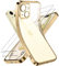 Qasyfanc Kameraschutzhülle Kompatibel für iPhone 15 Hülle mit 2 Stück Schutzfolie, iPhone 15 Case Vergilbungsfrei Dünne Weiche Silikon Handyhülle für Frauen Mädchen, Gold